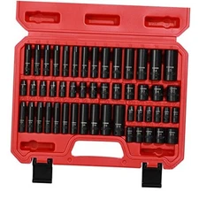  1/4 Inch Drive Master Impact Socket Set, 50-Piece, 6 1/4"Dr. Metric & SAE
