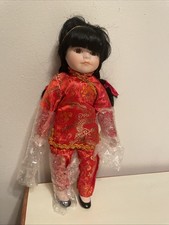 Vintage Chinese New Year PORCELAIN ASIAN DOLL Chinese New Year 10" Festival Doll