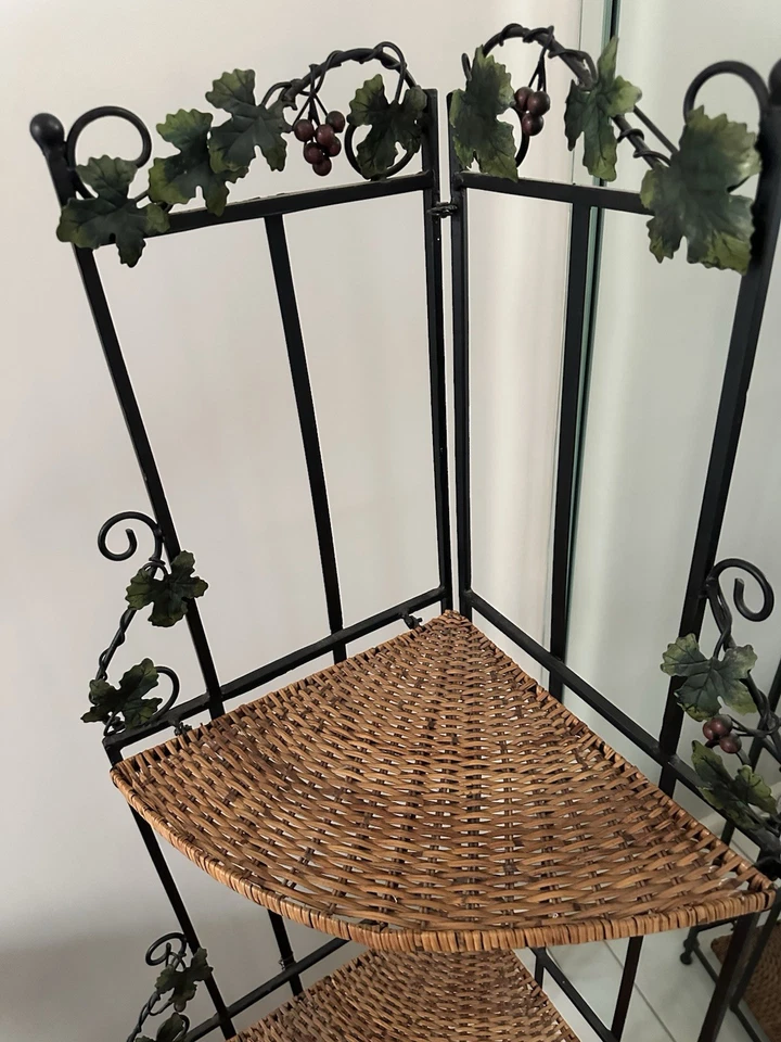 Wicker & Iron Corner Shelf– 6’ Tall - Image 4 of 4