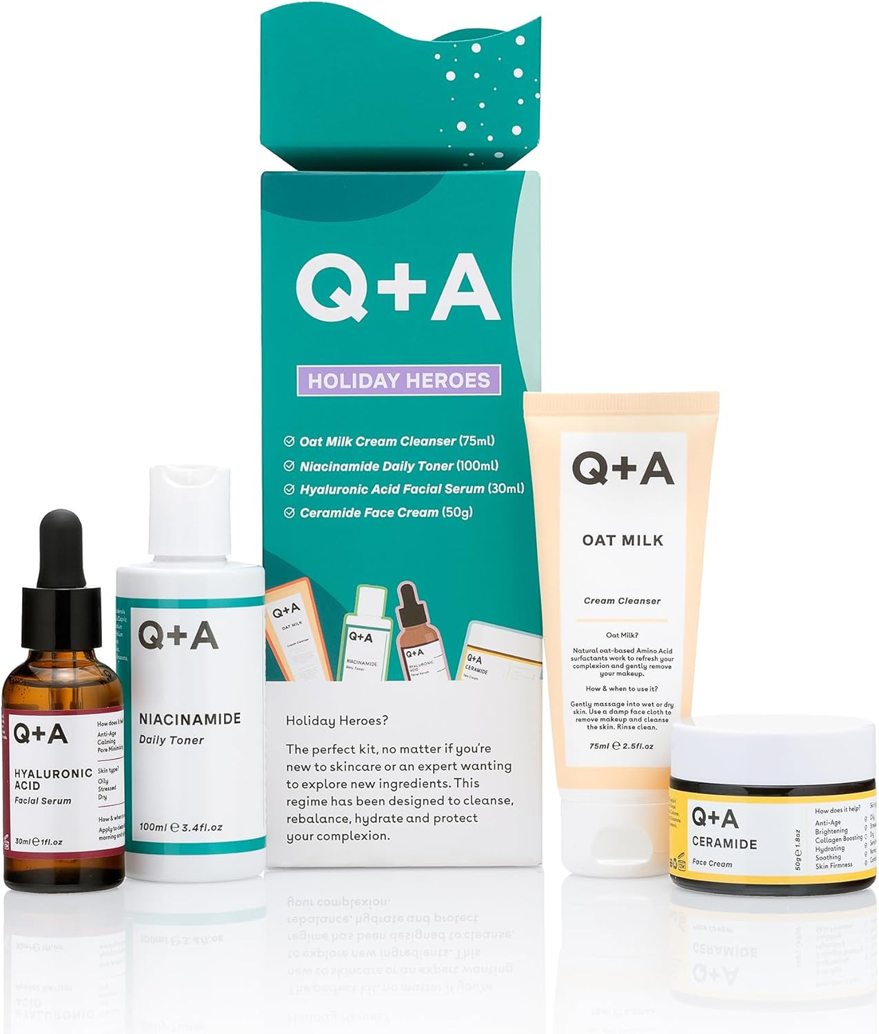 Kit Skincare Naturale Holiday Heroes Q+A: 4 Step Vegani per la Pelle