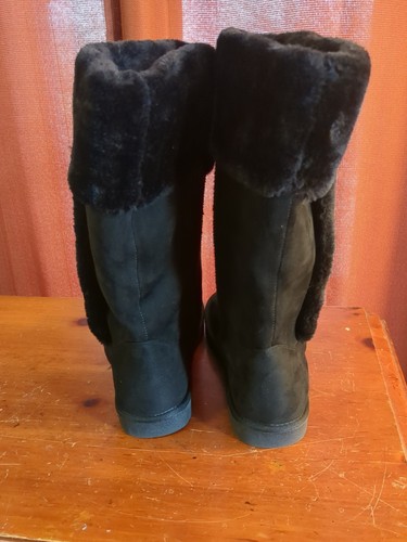 Arizona Tall Boots Sequoia Black Suede Fur Boots Womans Size 11 NEW - Picture 4 of 9