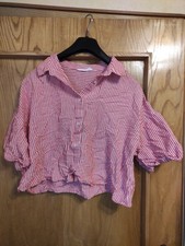 Primark Bluse Gestreift Kurzarm Rot/Weiss. Gr...