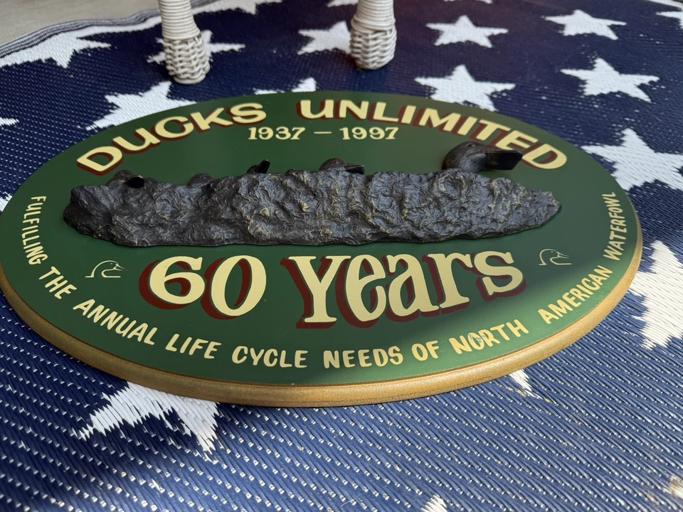 Placa de madera conmemorativa Ducks Unlimited celebrando 60 años 1937-1997 vintage Foto 2 de 4
