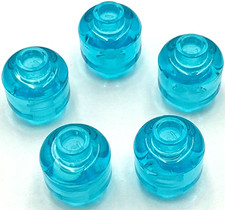 Lego 5 New Trans-Light Blue Minifigure Heads Plain Parts