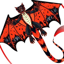 Red Evil Dragon Kite for Kids  Adults Easy to Fly,Single Line String with Ta