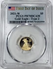 2021 W $5 GOLD EAGLE PCGS PR70 DCAM! FLAWLESS! STUNNING GOLD PIECE! NR #G2243