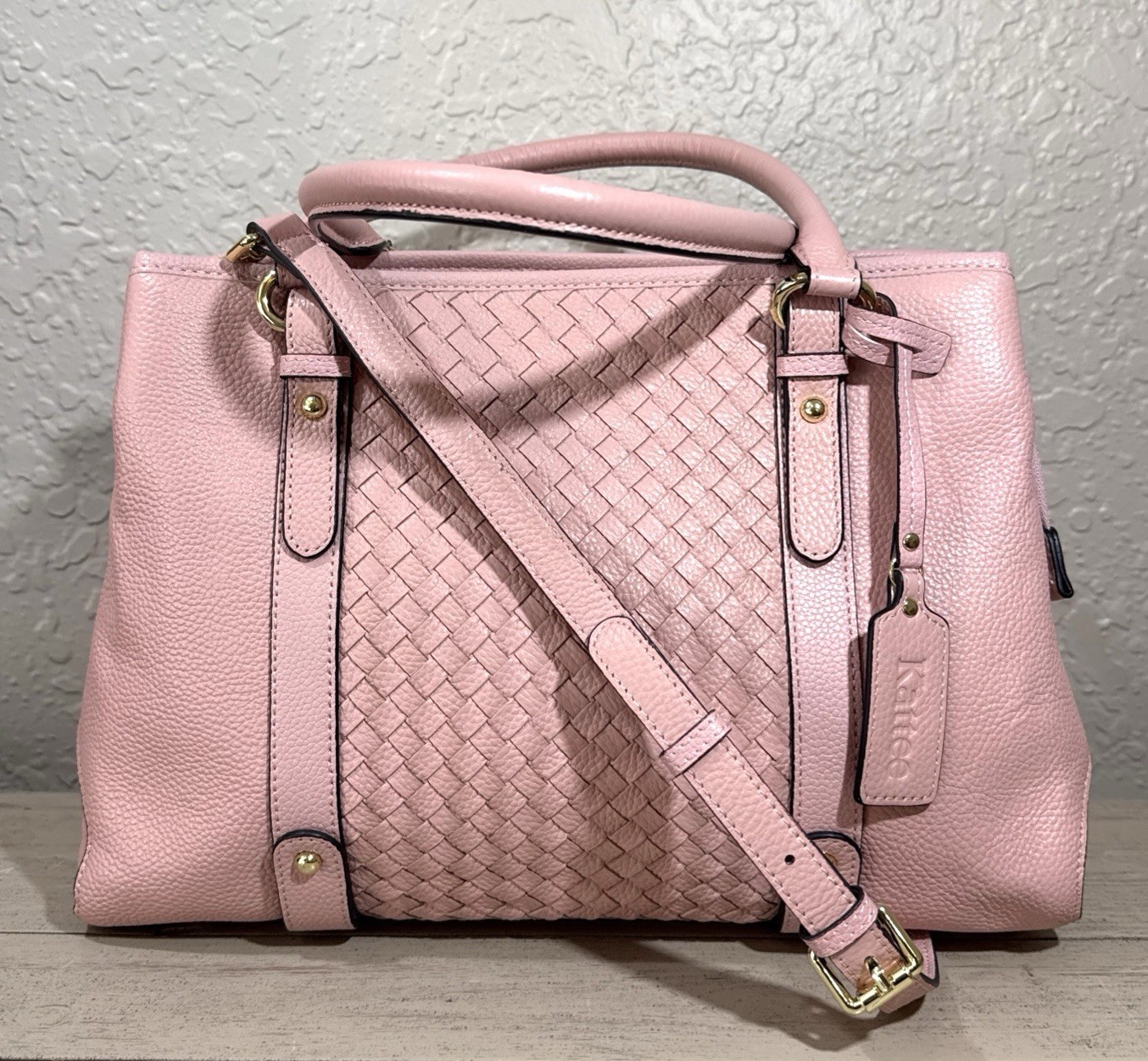Girls Night Out Pink Katee Leather Satchel Handbag  - Crossbody Strap