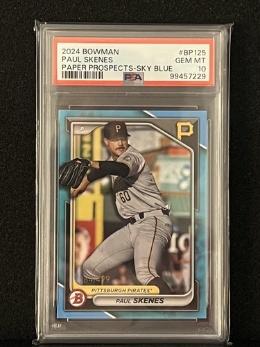 2024 Bowman Prospects #BP125 PAUL SKENES RC Sky Blue /499 (PSA 10!!!) - Pirates