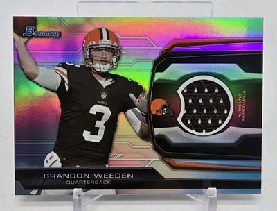 2013 Bowman Football BRANDON WEEDEN Relic Jersey Patch Cleveland Browns #BR-BW