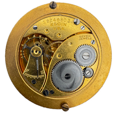 Antique 12s 1917 Elgin 7 Jewel Mechanical Hunter Pocket Watch Movement 298 USA
