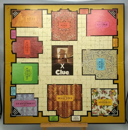 Vintage 1972 © Era CLUE Game Board (Parker Brothers) – BOARD ONLY w/ Bonus Slips