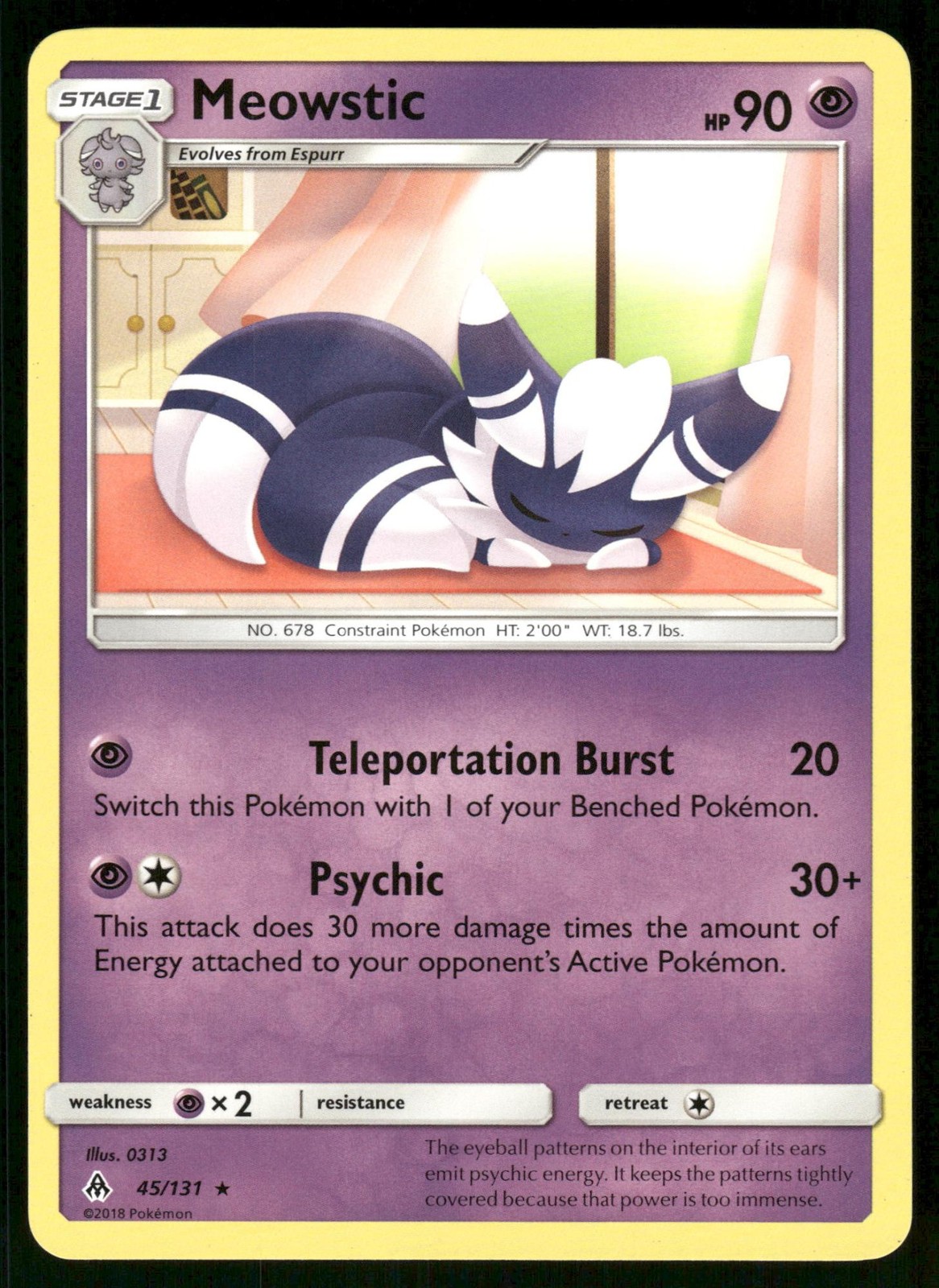 Meowstic 45/131 Rare Forbidden Light Pokemon Lightly Played