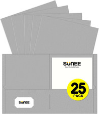 Folders with Pockets 25 Pack, Gray , 2 Pocket Folders Fit Letter Size Paper, Pa