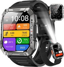 🔥Military Smart Watch for Men(Call Receive/Dial)Rugged Tactical Fitness Tracker