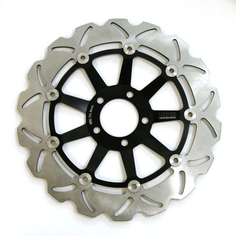 Par de discos de rotor de freno delantero ondulado Rezo para Kawasaki ZX-7R Ninja 96-03 Foto 3 de 4