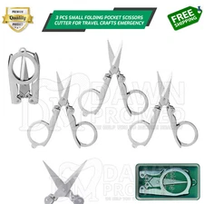 3 Pcs Small Folding Pocket Scissors Set Sharp Cutter Crafts Sewing Mini Scissor