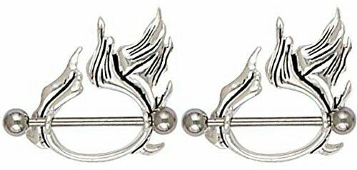 Body Accentz� Nipple Ring Bars Flame Body Jewelry Pair 14 Gauge - Imagen 1 de 1
