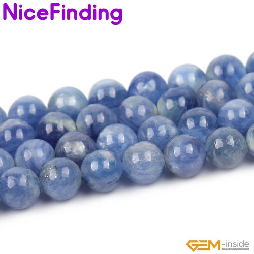 Cuentas redondas de cuarzo azul cianita natural para hacer joyas hebra a granel - Imagen 27 de 38