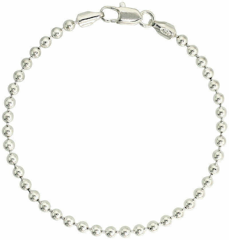 Sterling Silver .925 4mm Bead Ball Chain Bracelet Size 78 eBay
