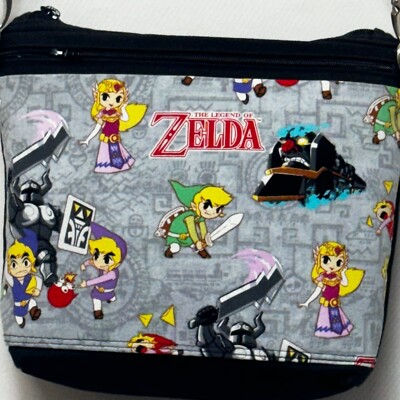 Crossbody Canvas Bag the Legend of Zeld Fabric and Canvas Black Handmade in USA