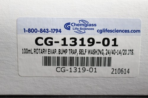100mL Rotary Evaporator Roto vap Bump Trap Self Washing Chemglass CG-1319-01 NEW - Picture 4 of 4