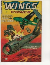 WINGS COMICS #117 VF- GOLDEN AGE 1952 FICTION HOUSE AIR COMBAT AIRPLANE JET