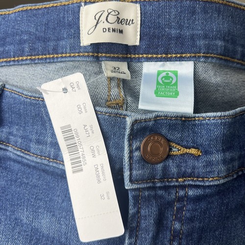J. Crew 9" High-Rise Toothpick Eco Skinny Jean Ocean Blue Wash AJ471 Sz 32 NWT - Picture 12 of 15