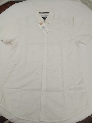 Mens Threadbare Short Sleeve Cotton Oxford Button Down Collared Shirt small /med