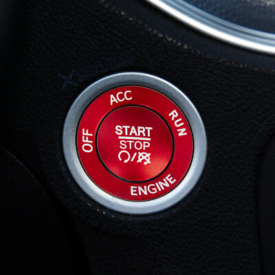 Red Engine Push Start Button & Surrounding Ring Fit Dodge Charger Challenger 10+