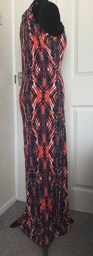 Red Herring size 14 maxi sleeveless dress orange navy geometric - Picture 7 of 12