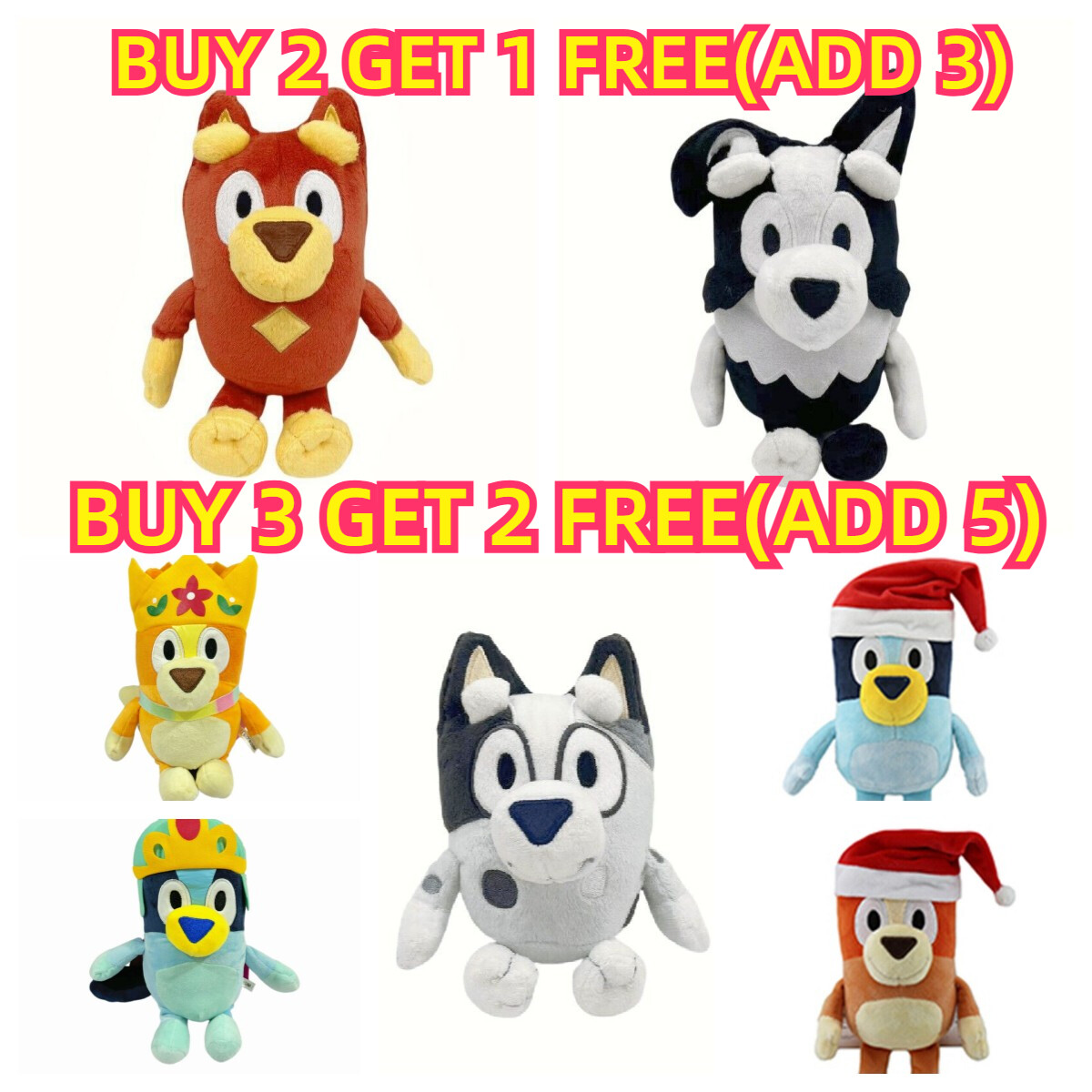 Bluey Family Series Bingo Dog Dad&Mom Plush Toy Soft Stuffed Animal for