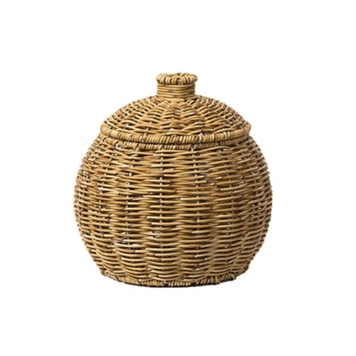 Tabletop Hand Woven Storage Container with Lid Durable Plastic Sundries Holder - Picture 7 of 11