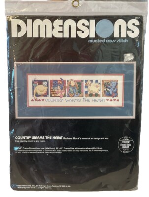 Dimensions Counted Cross Stitch Kit Country Warms The Heart Duck Cat Bunny #3667
