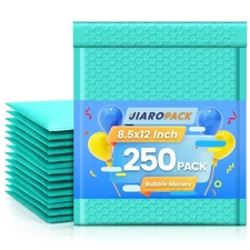 250pcs Poly Bubble Mailers 8.5x12 Padded Envelopes  8.5x11 Mailing Bag Bulk Teal