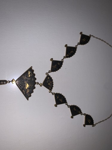 Japanese Vintage Damascene With Fan Pendant