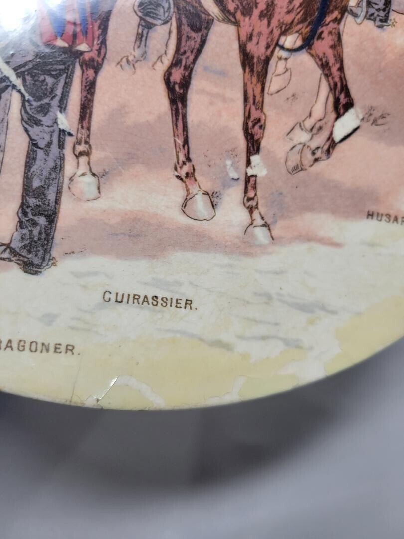 Mettlach #1044/737 Print Under Glaze Military Plate Depicting Different Branches