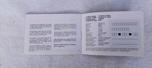 Longines garanzia warranty In bianco - Foto 2 di 3