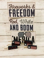 CWI Patriotic Decor - 'Merica Fireworks Boom Signs 3pc