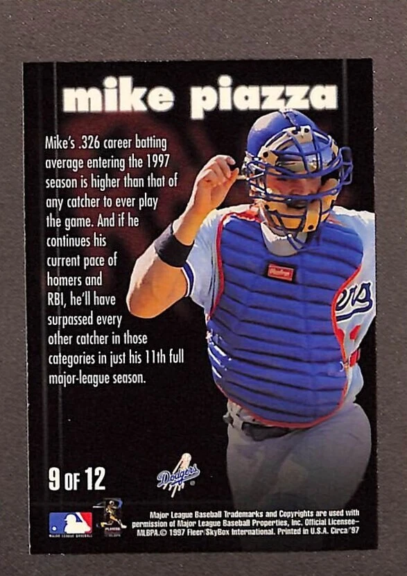 1997 Skybox Circa Rave Reviews #9 Mike Piazza - Image 2 of 3