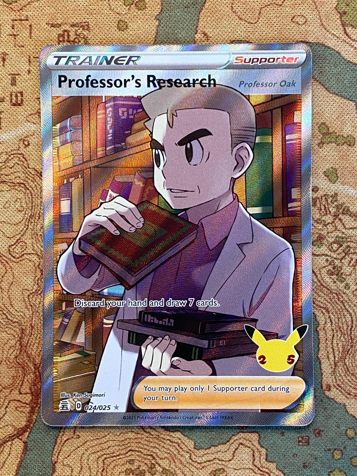 Pokemon Card TCG - Professor's Research 024/025 Full Art Trainer Celebrations NM