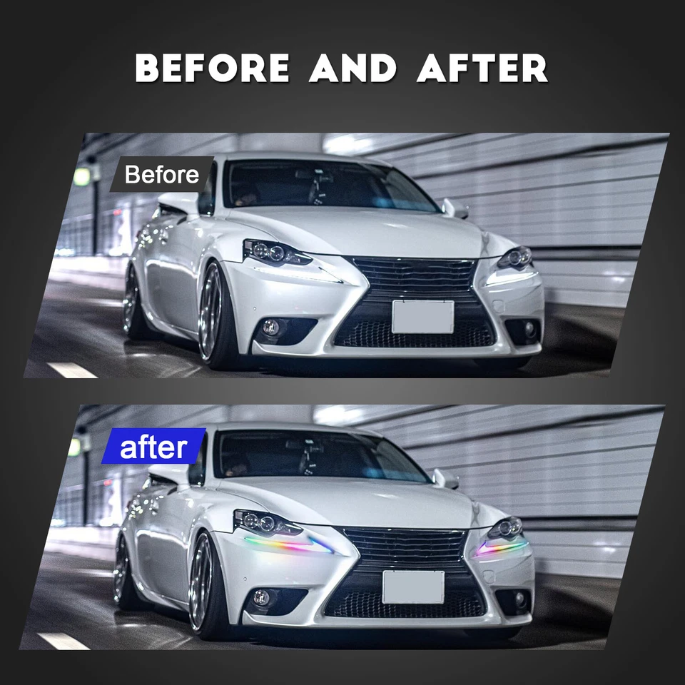 For 2013-2016 Lexus IS200t/300 IS250 350 F RGB Dazzle Daytime Running Lights DRL - Image 4 of 4