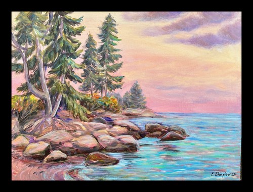 Seaside Landscape Original Acrylic Painting 12x16 Maine Nature Beach Wall Art - Picture 8 of 12