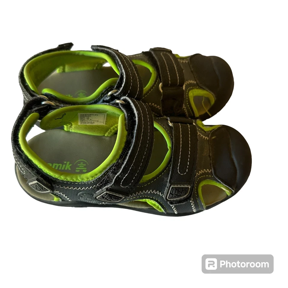 Sandalias impermeables Kamik Kids Seaturtle 2 12 negras verdes gancho y bucle ajustables Foto 3 de 4
