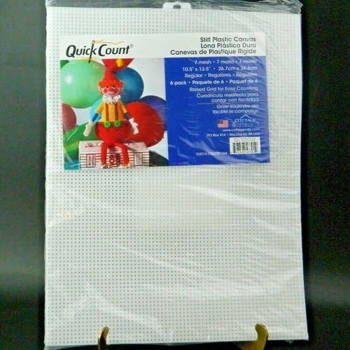 6 Pack Stiff Plastic Canvas 7 Mesh 10-1/2" x 13-1/2" Cottage Mills Quick Count - Picture 2 of 3