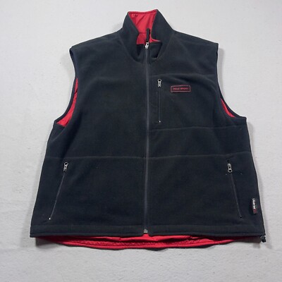 Vintage Polo Sport Reversible Vest Mens XXL Red Black Fleece Zip