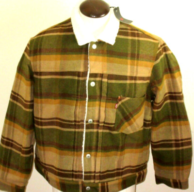 Levi's Strauss Men's Brown Plaid Sherpa Lined Classic Trucker Jacket NWT