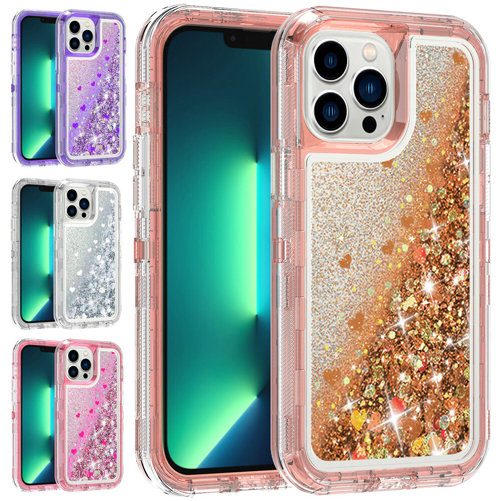 For iPhone 13 12 Pro Max 11 Cute Bling Glitter Shockproof Case Heavy Duty Cover