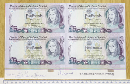1979 UNCUT SHEET £5 Provincial Bank of Ireland Limited P-248b -{ aUNC }- PROOF - Picture 3 of 4