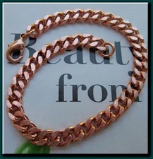 Pure Solid Copper Bracelet Arthritis Cuban Chain Curb Link Rider Unisex Bracelet