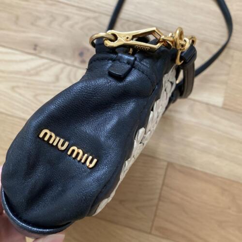Miu Miu Matelasse Shoulder Bag Black White Gold Hardware Women's From Japan Used - Picture 2 of 7